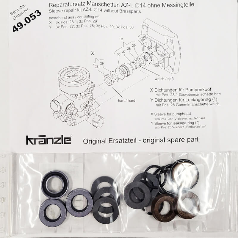 Kranzle AZ-L Pump Packing Rebuild Kit 49.053
