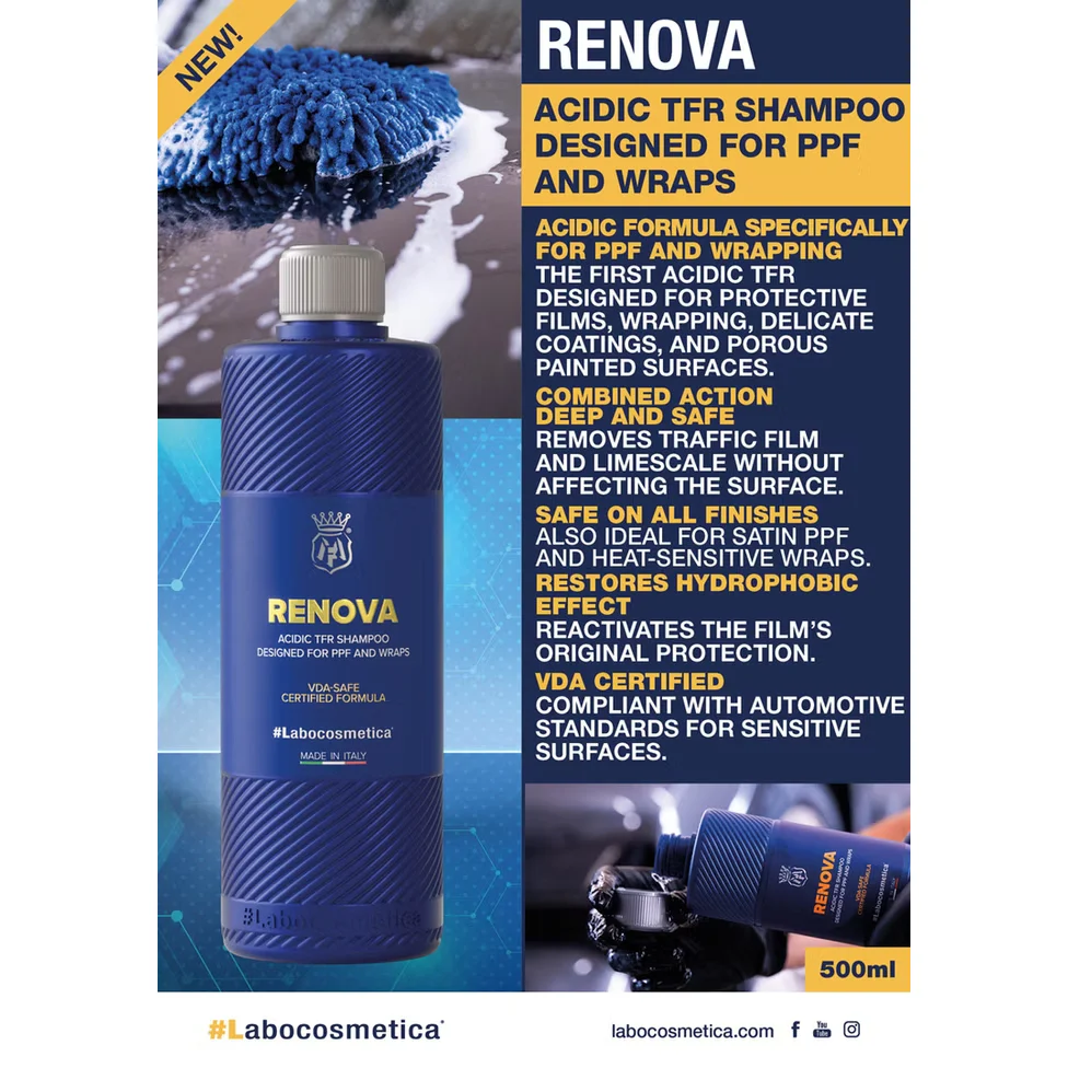 Labocosmetica RENOVA Acidic Traffic Film Remover Shampoo for PPF and Wraps 500ml - Image 2