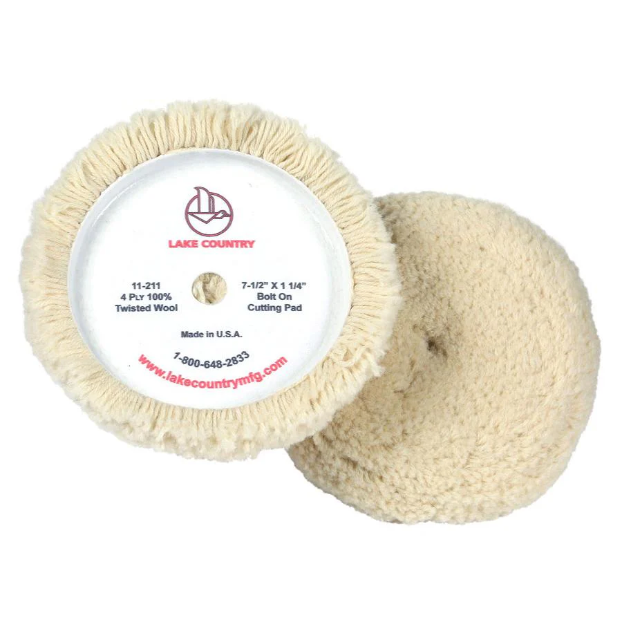 Lake Country Heavy Cutting Twisted Wool Pad (6.5", 7.5")
