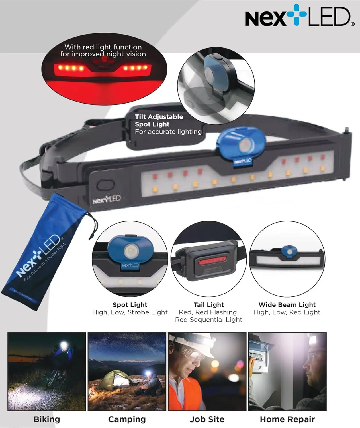NextLED Multi-Function Spot and Wide Beam Headlamp NT-6598 - Image 2